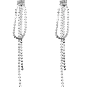 Silver Heart Drop Earrings