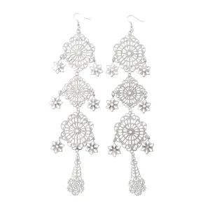 Silver long estrella earrings