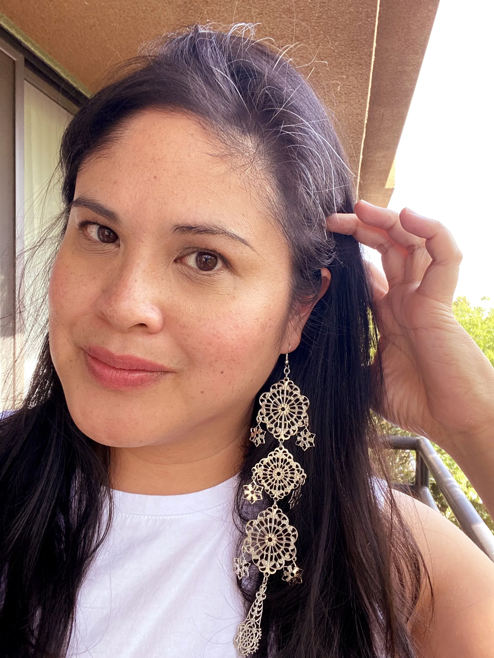 Silver long estrella earrings