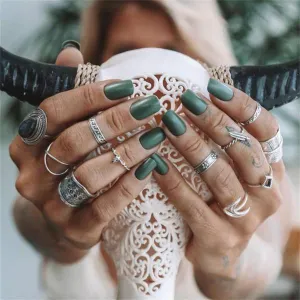Silver Rings 11 Pcs/set Leaf Waves Silver Ring Set