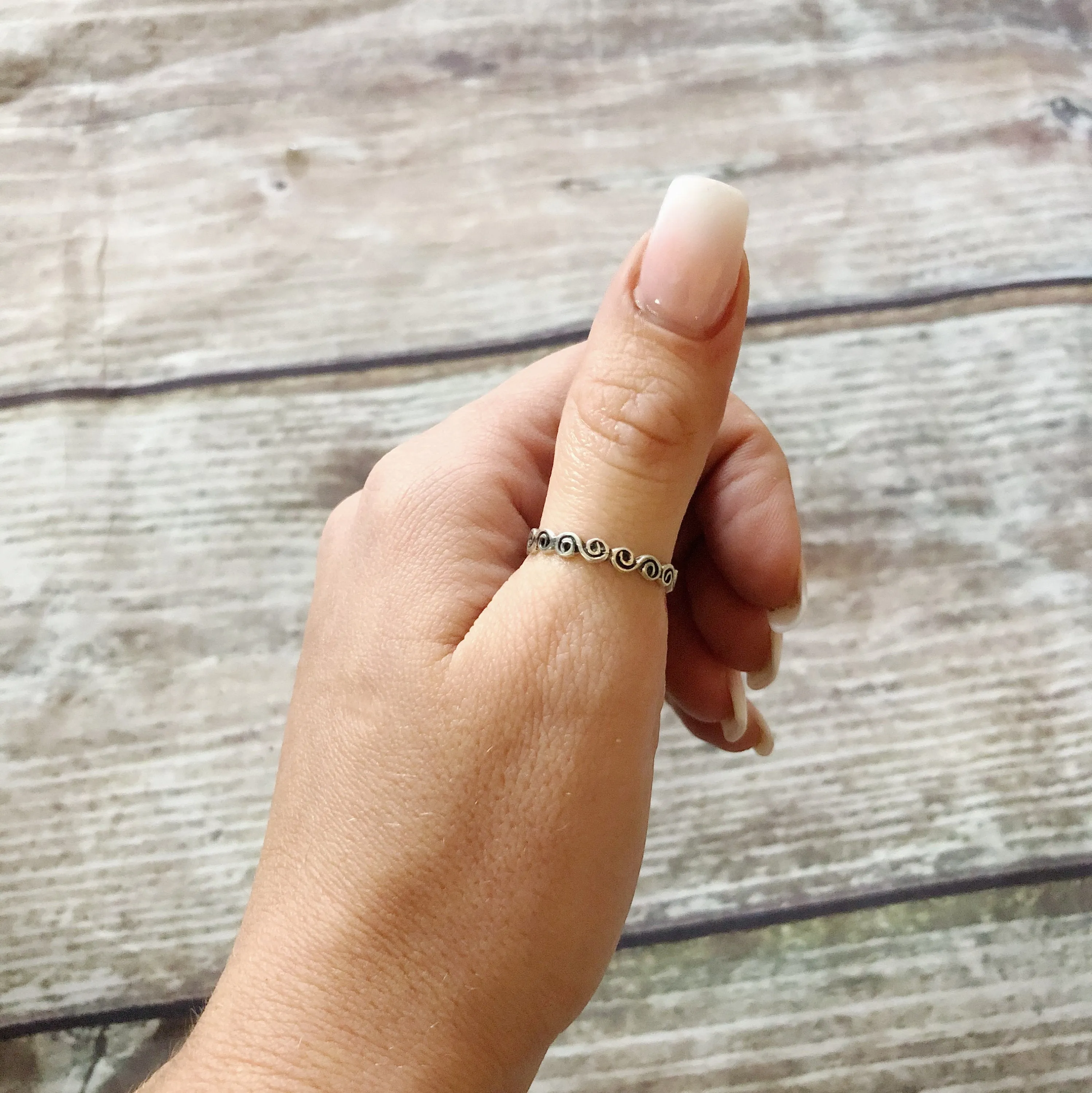 Silver Swirl Ring - Sterling Silver Stacking Ring