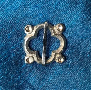 Silver-tone Quatrefoil Medieval Brooch