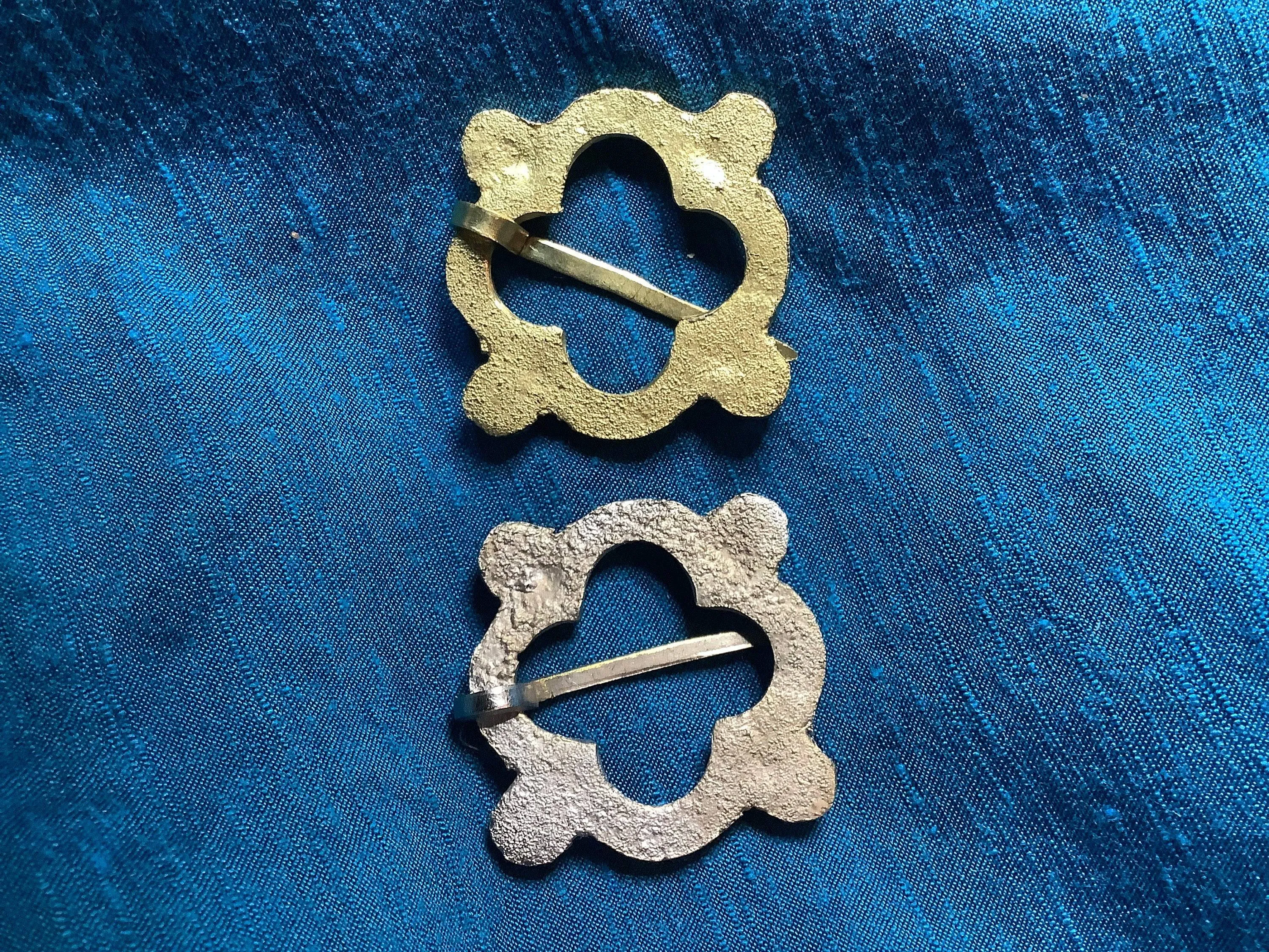 Silver-tone Quatrefoil Medieval Brooch