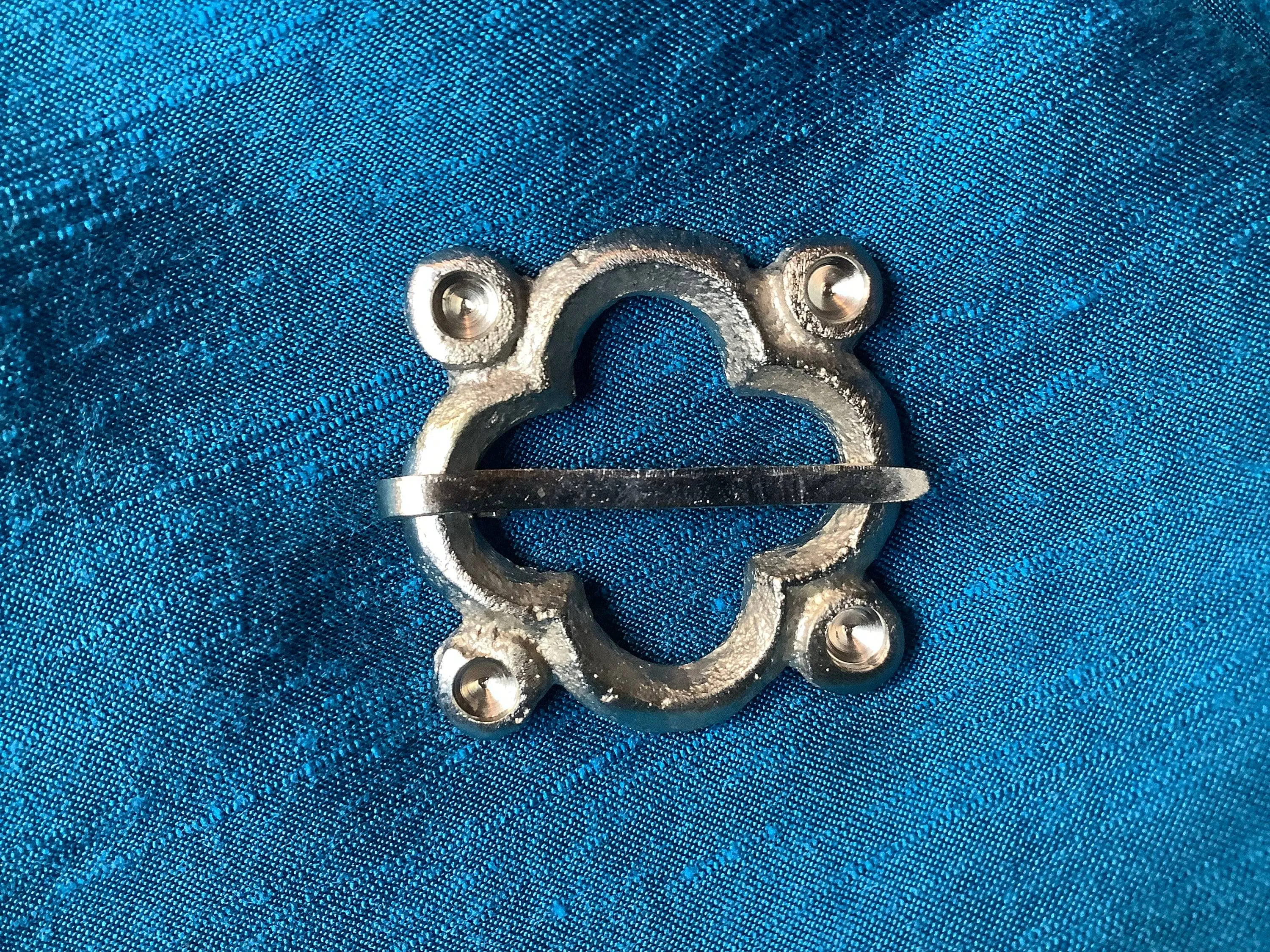 Silver-tone Quatrefoil Medieval Brooch