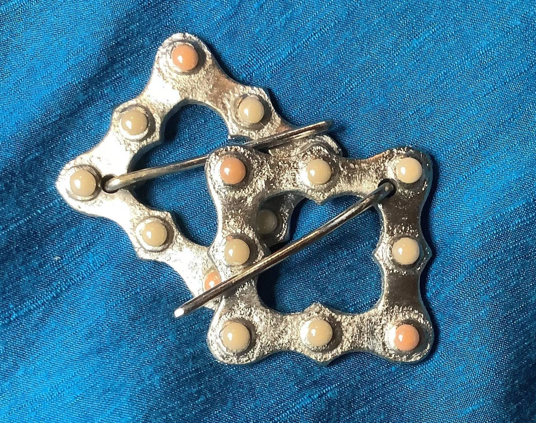 Silver-tone Square Medieval Brooch