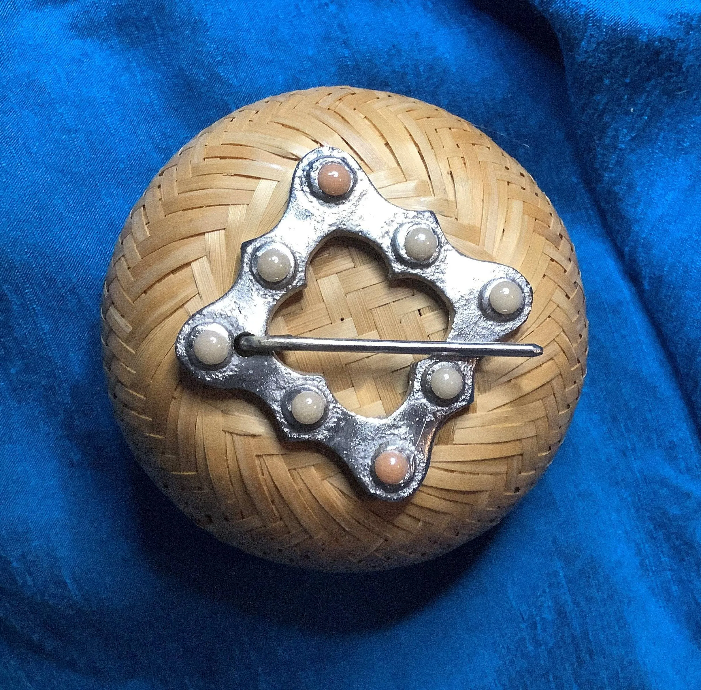 Silver-tone Square Medieval Brooch