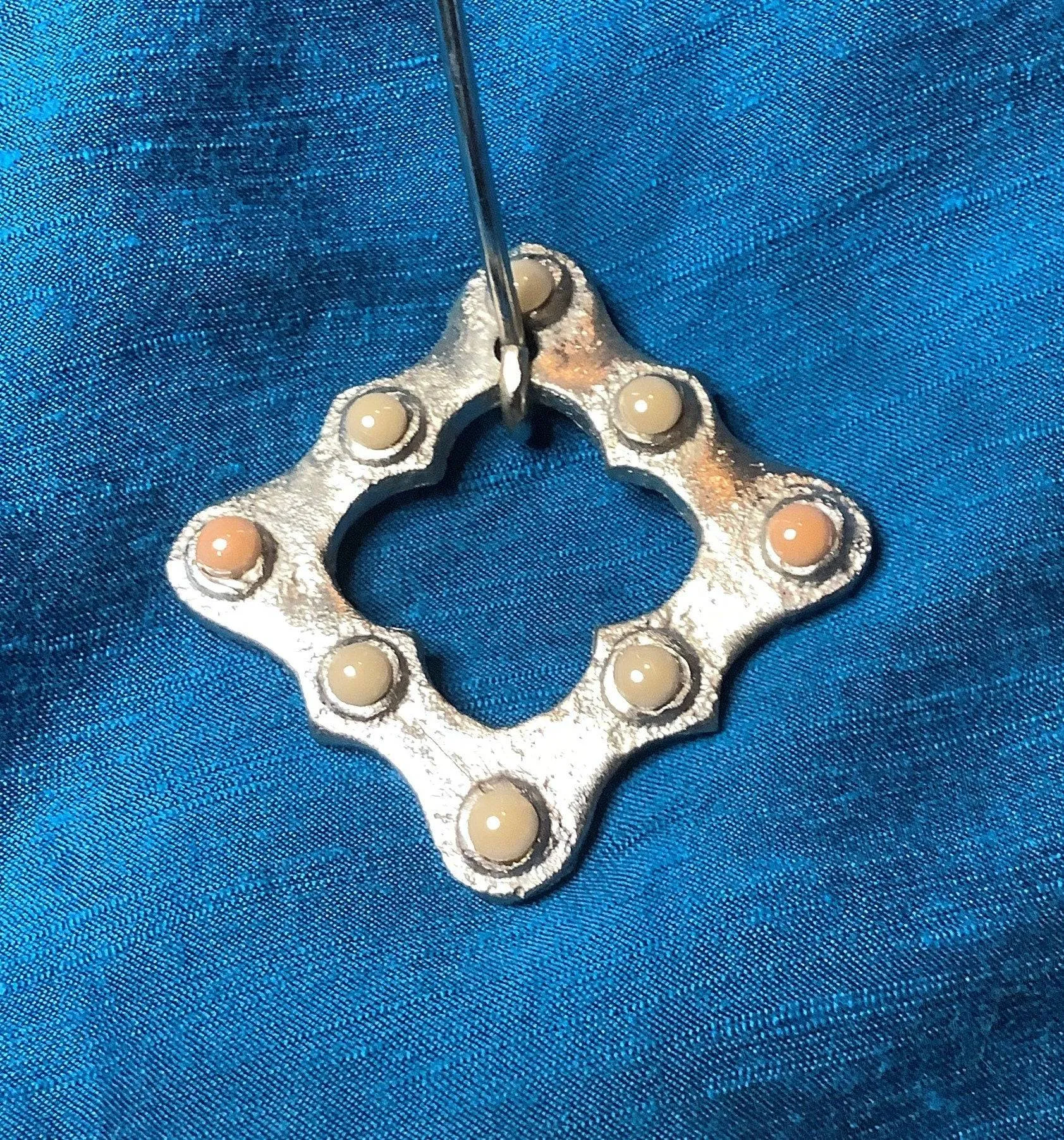 Silver-tone Square Medieval Brooch