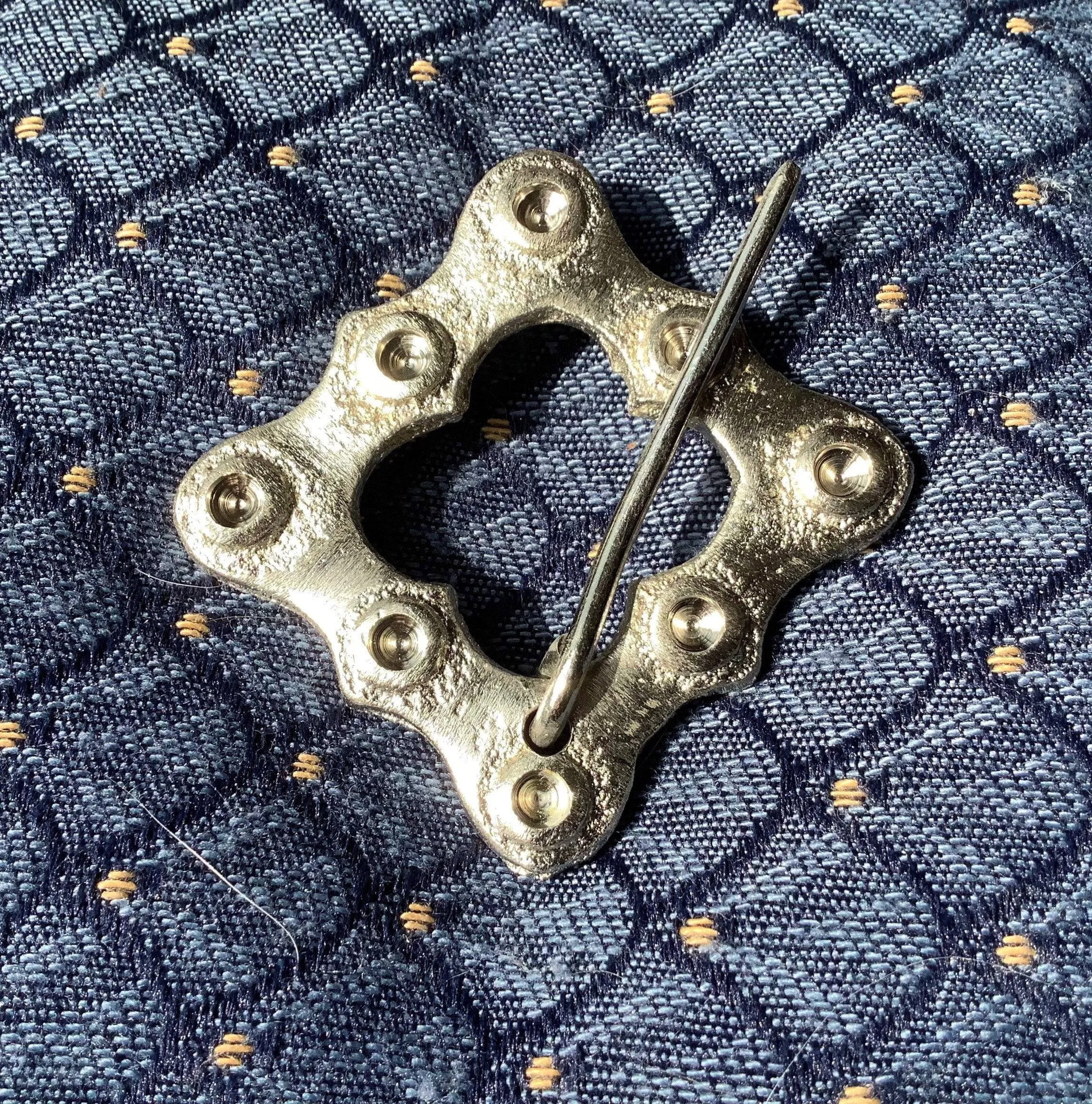 Silver-tone Square Medieval Brooch