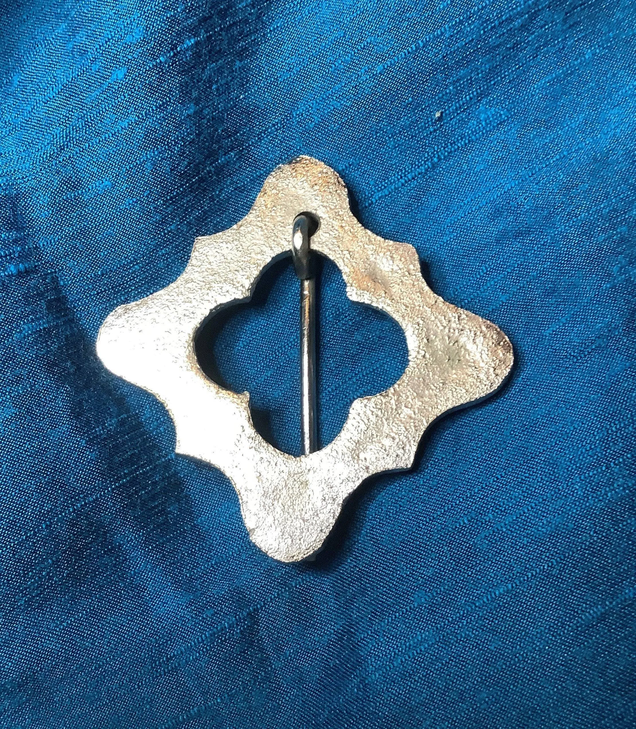 Silver-tone Square Medieval Brooch