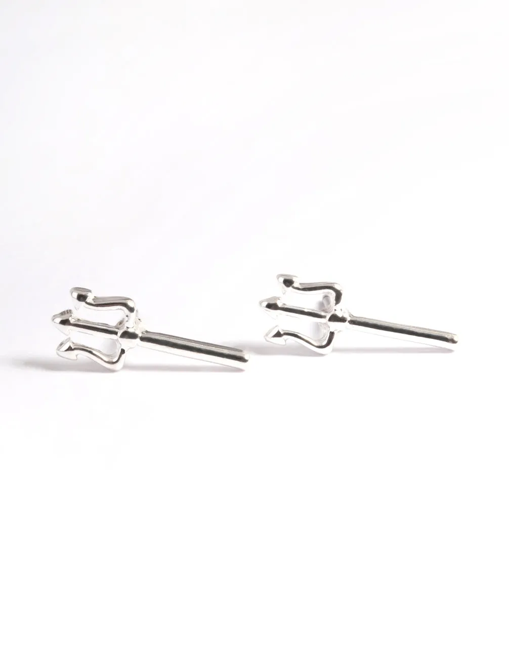 Silver Triton Fork Stud Earrings