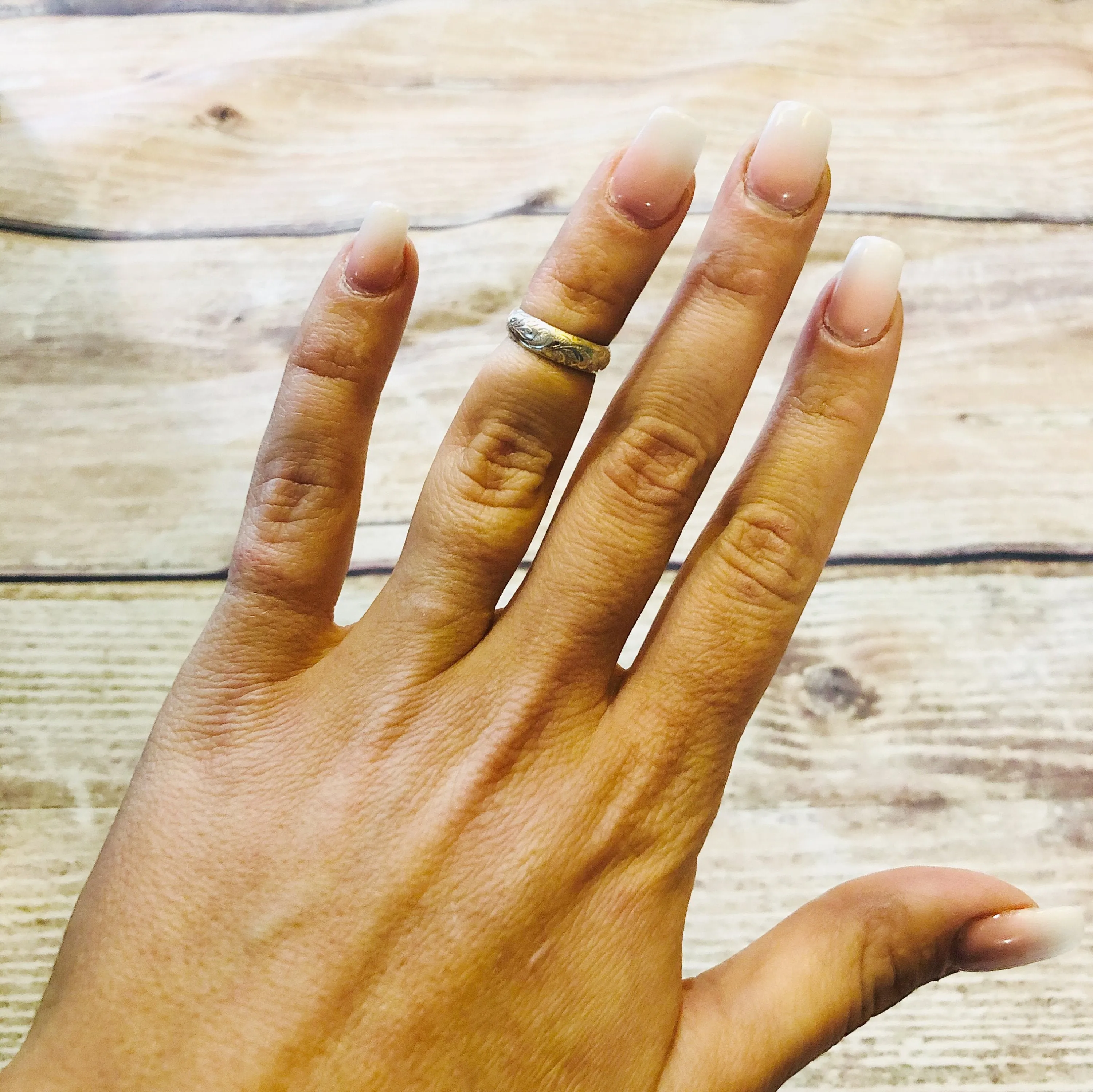 Silver Tropical floral Ring - Sterling Silver Stacking Ring