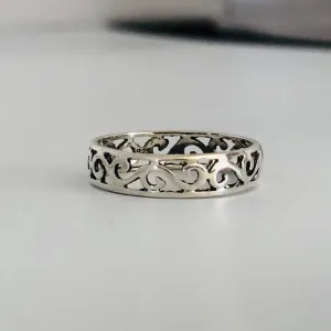Silver Wave Ring - Sterling Silver Stacking Ring
