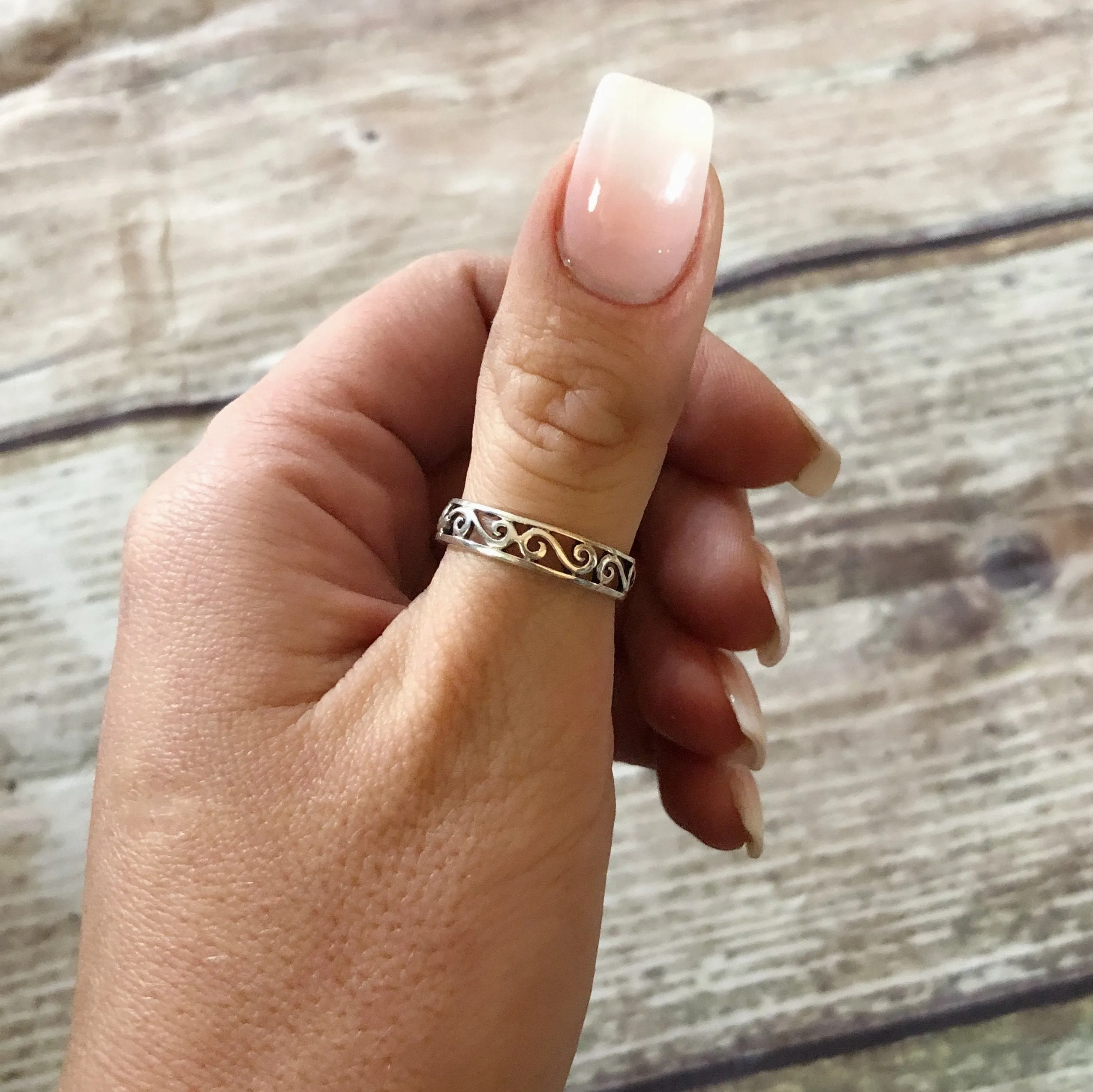 Silver Wave Ring - Sterling Silver Stacking Ring