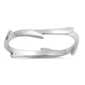 Simple Eternity Wave Midi Plain Vine Ring .925 Sterling Silver Band Sizes 4-10