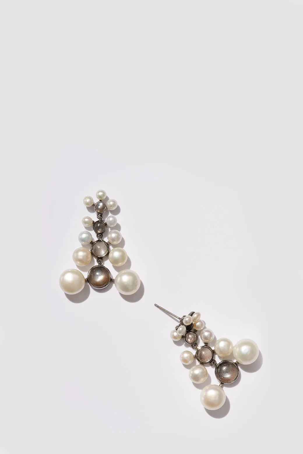 Siren Earrings - Pearl & Black Sheen Moonstone