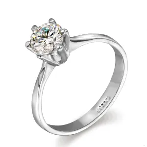Six Claw 1 Carat Cubic Zirconia Wedding/Engagement rings Silver/Rose Gold Plated CZ Stone Jewelry For Women