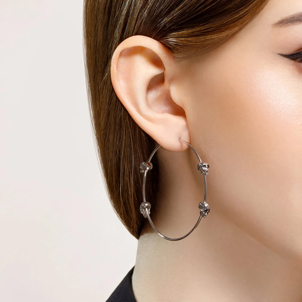SKLV by Sokolov - Skulls Hoop Silver Earrings, Large