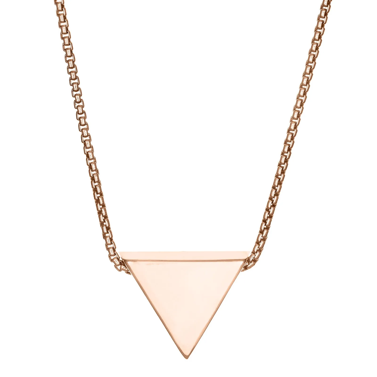 Sliding Triangle Cremation Necklace in 14K Rose Gold