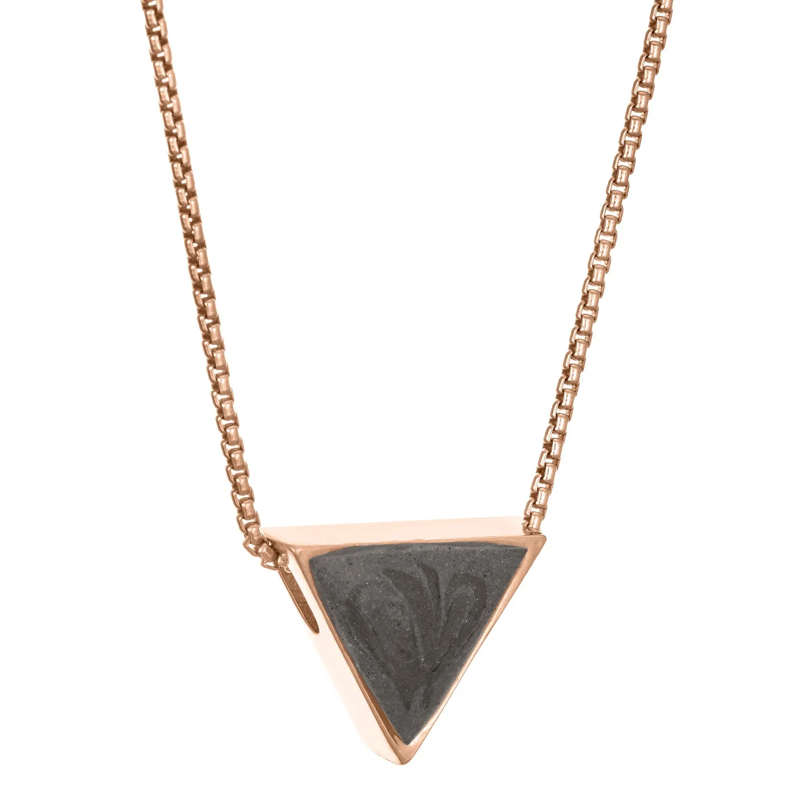 Sliding Triangle Cremation Necklace in 14K Rose Gold