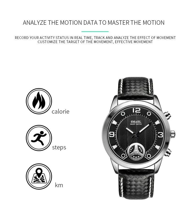 SMAEL Smart Watch Men Waterproof Sleep Monitor Bluetooth Men Sport Alloy Watches Call Reminder Smartwatch for Android and IOS