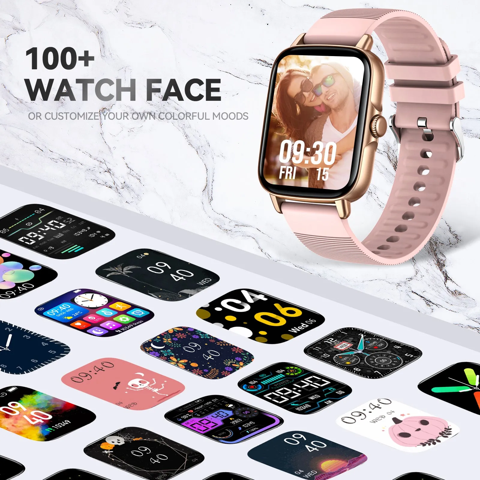 Smart Watch for Men Women 1.69" HD Bluetooth Phone Watch(Make/Answer Call) for iPhone Android IP67 Waterproof Fitness Watch with Heart Rate Sleep Monitor Activity Tracker with Pedometer