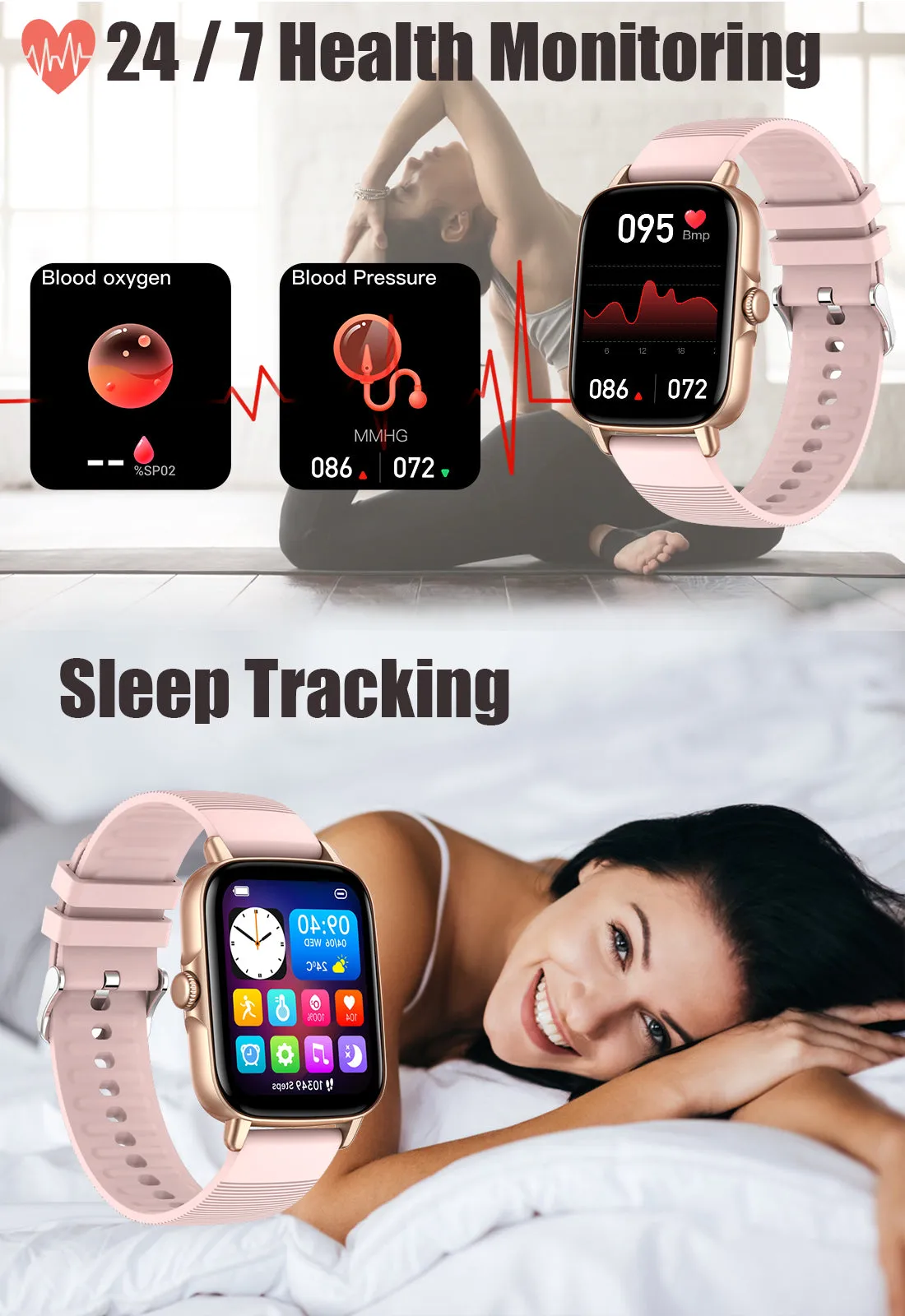 Smart Watch for Men Women 1.69" HD Bluetooth Phone Watch(Make/Answer Call) for iPhone Android IP67 Waterproof Fitness Watch with Heart Rate Sleep Monitor Activity Tracker with Pedometer