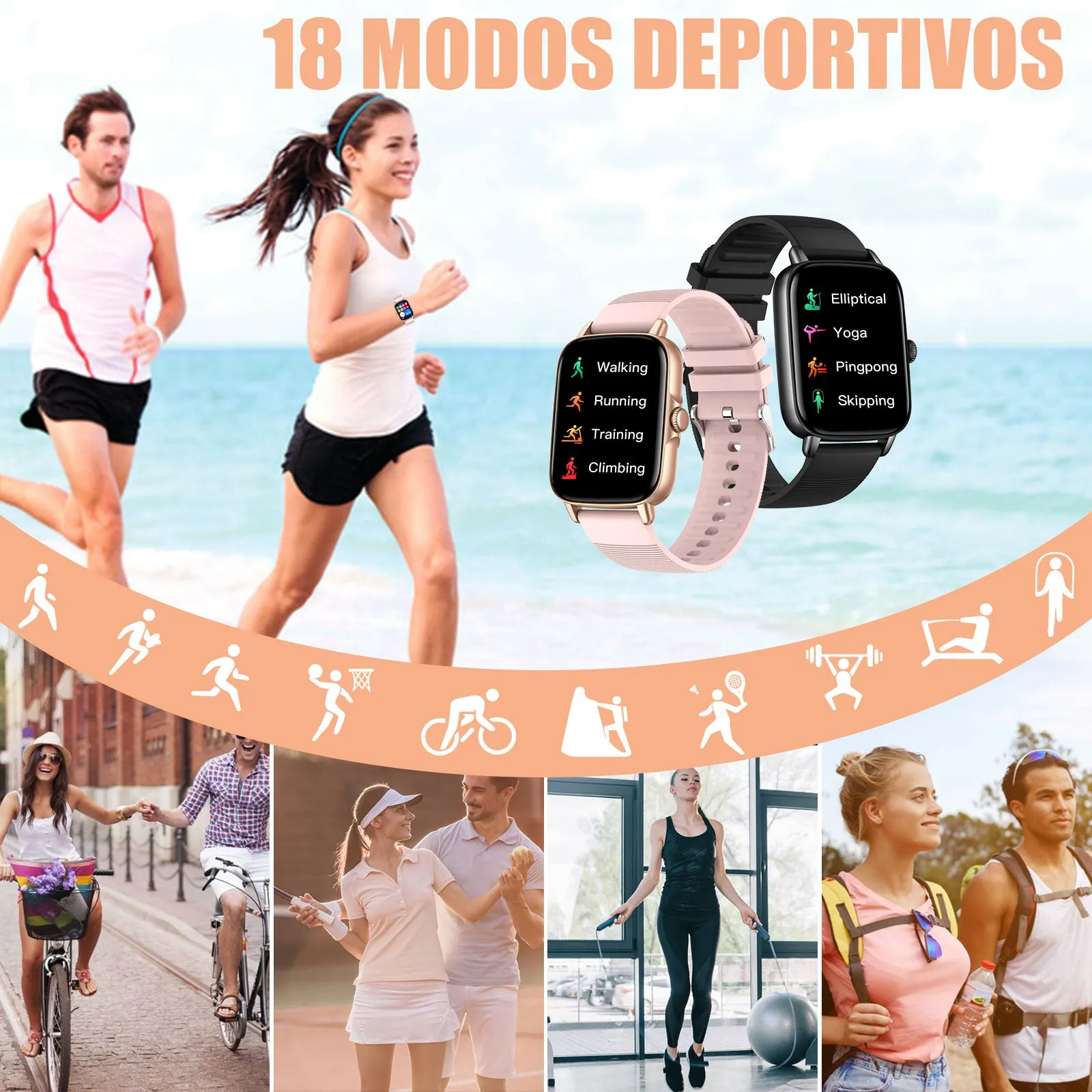 Smart Watch for Men Women 1.69" HD Bluetooth Phone Watch(Make/Answer Call) for iPhone Android IP67 Waterproof Fitness Watch with Heart Rate Sleep Monitor Activity Tracker with Pedometer