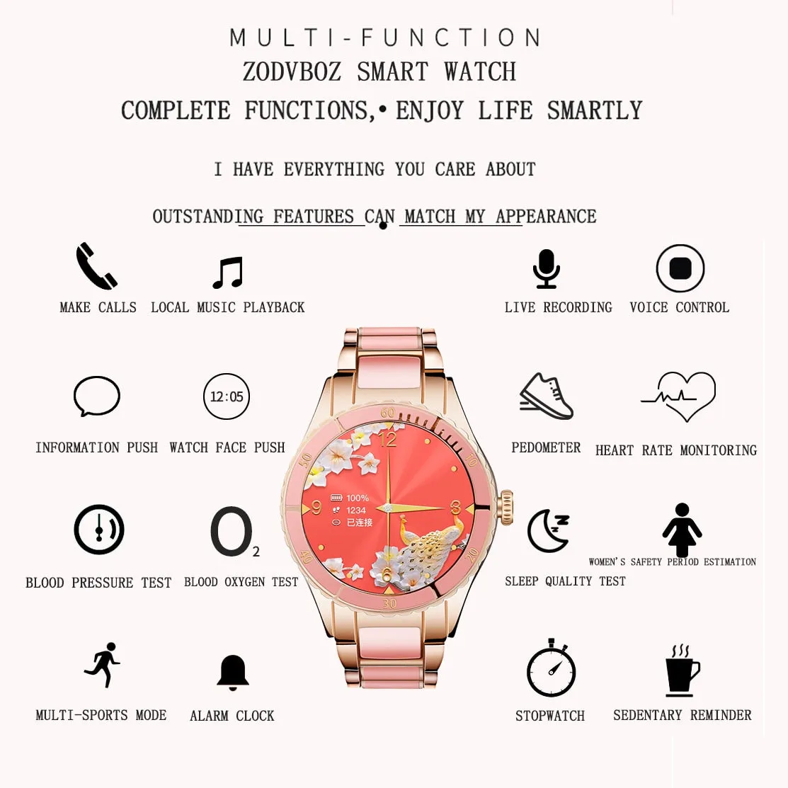 Smart Watch Women Ceramic Strap Blood Pressure Monitor Bluetooth Call Music Player DIY Custom Dial Ladies Smartwatch For Samsung