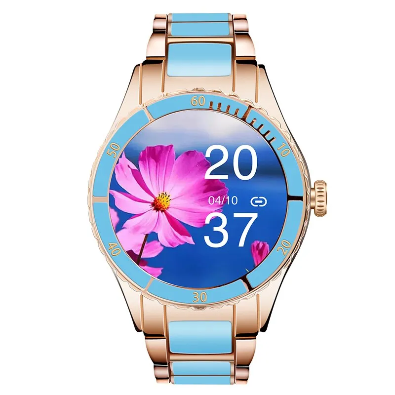 Smart Watch Women Ceramic Strap Blood Pressure Monitor Bluetooth Call Music Player DIY Custom Dial Ladies Smartwatch For Samsung