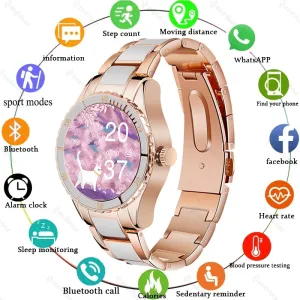 Smart Watch Women Ceramic Strap Blood Pressure Monitor Bluetooth Call Music Player DIY Custom Dial Ladies Smartwatch For Samsung