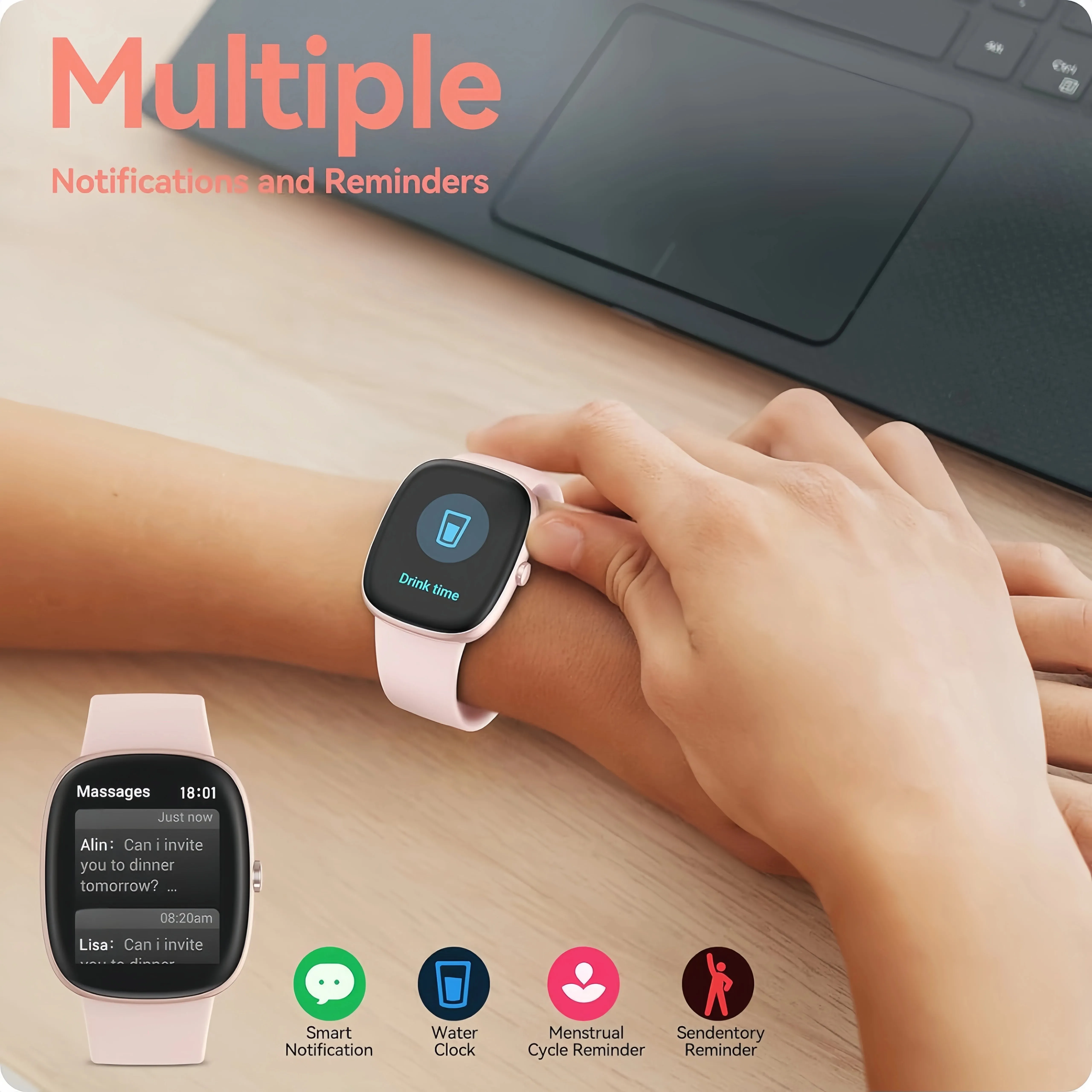 Smart Watches for Men Women  Sleep Tracking, 46mm 1.3oz Step Calorie Counter Fitness Watch Activity Trackers Pedometer forAndro