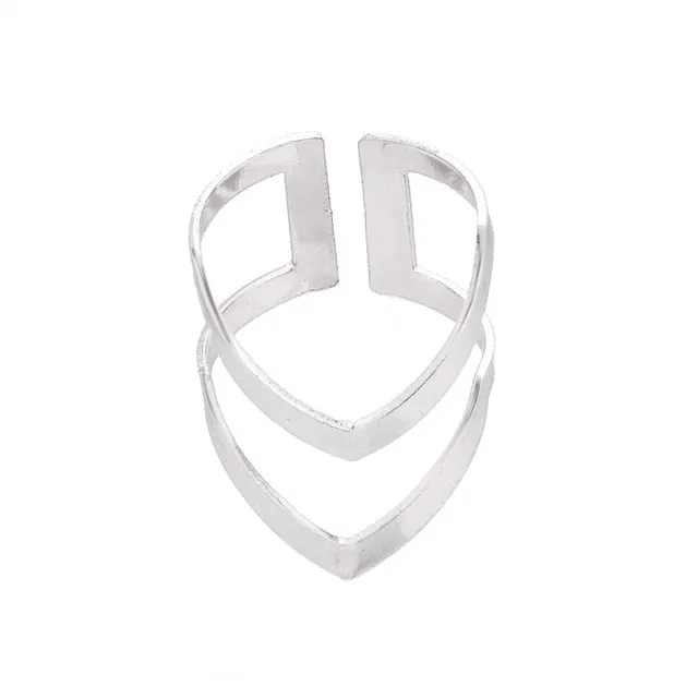 SMJEL 2019 New Fashion Boho Double Lines V Chevron Rings For Women's Gift Simple Geometric Bague Dainty Rings Femme Jewelry R248