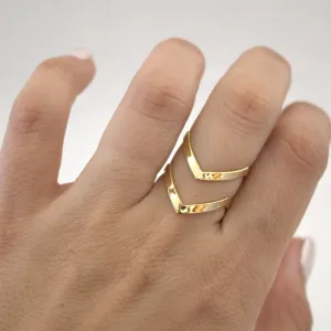 SMJEL 2019 New Fashion Boho Double Lines V Chevron Rings For Women's Gift Simple Geometric Bague Dainty Rings Femme Jewelry R248