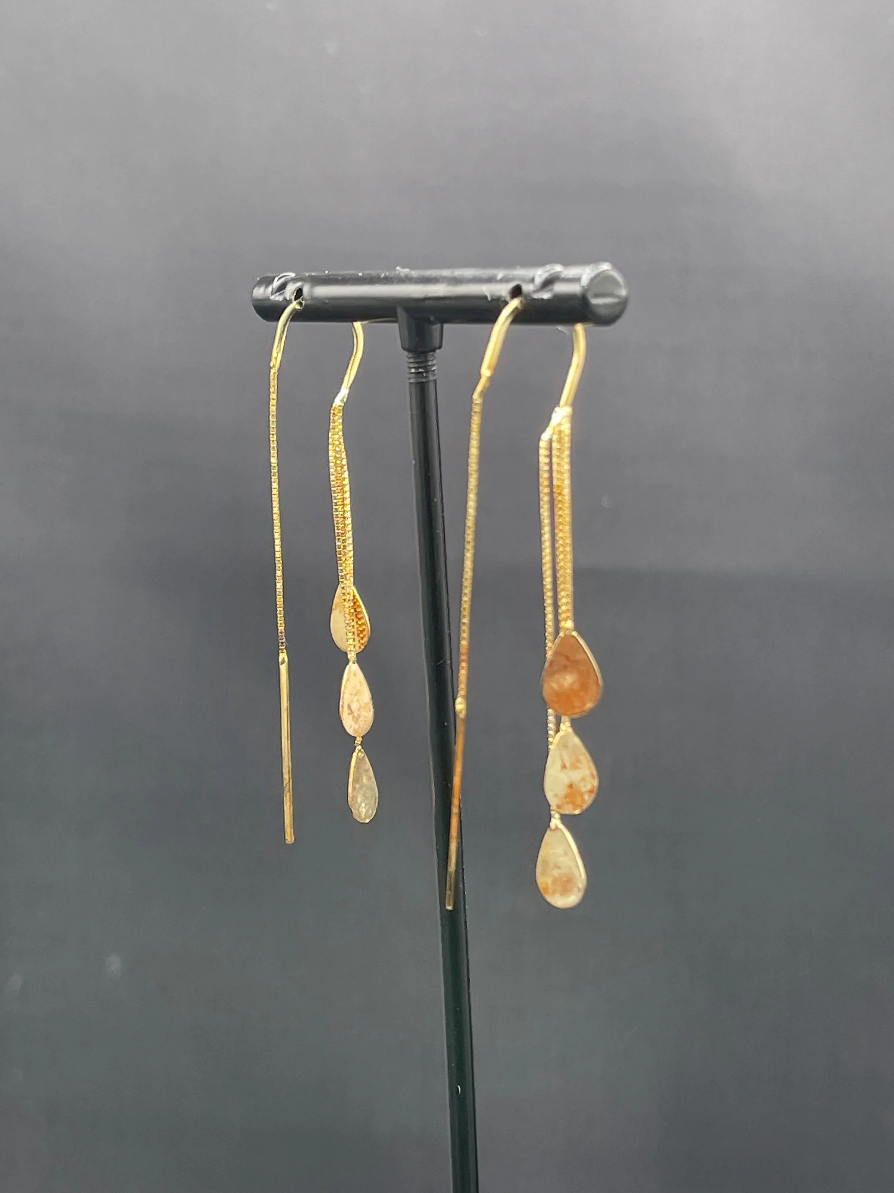 Solid 14k Yellow Gold Tear Drop Dangle Earrings