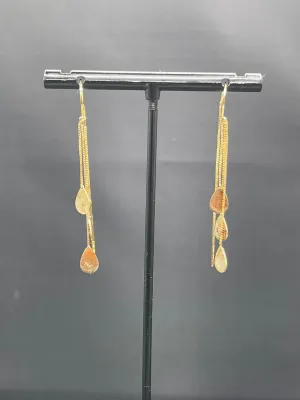 Solid 14k Yellow Gold Tear Drop Dangle Earrings