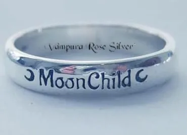 Solid Sterling Silver Bands / Rings Engraved "Witchy", "Magick", and "Blessed Be", Gift Boxed FB1005