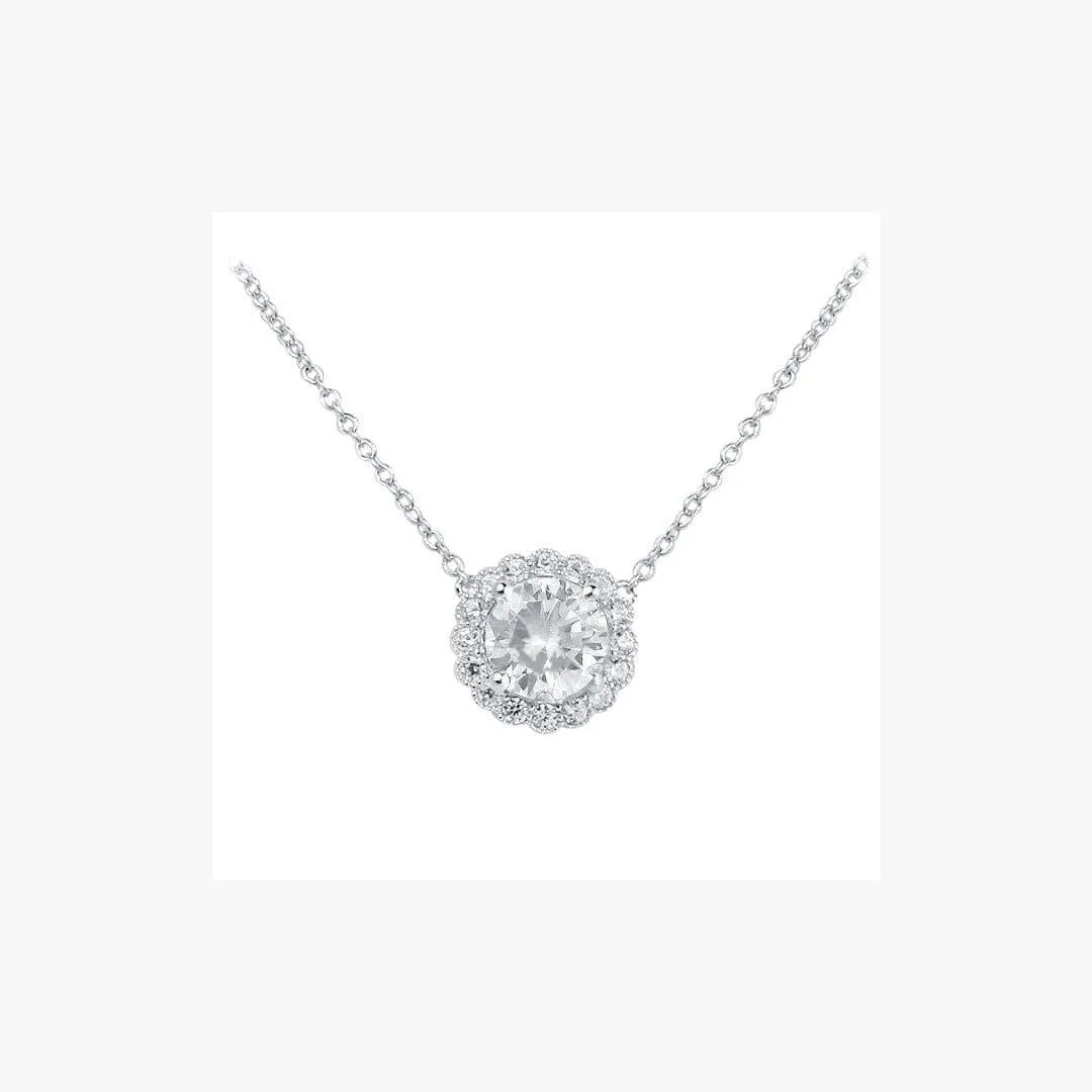 Solitaire Big Simple Silver Pendant