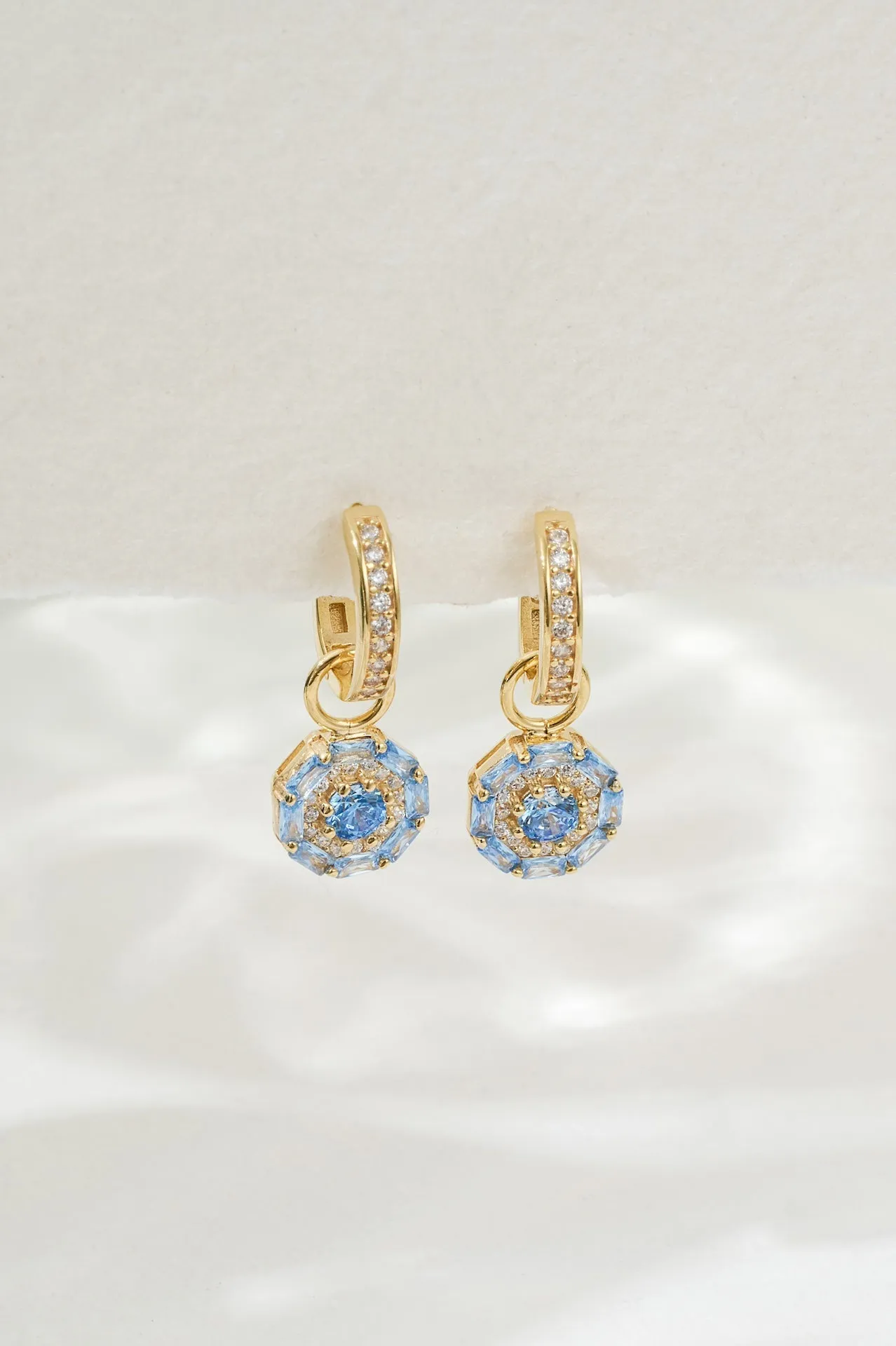 Something Blue Drop Earrings: Gold