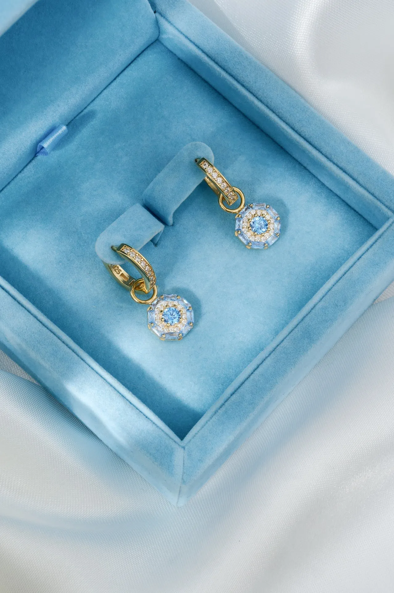 Something Blue Drop Earrings: Gold