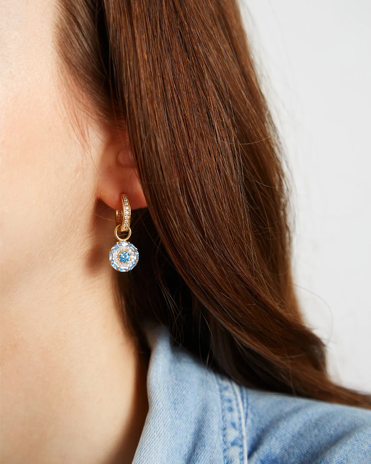 Something Blue Drop Earrings: Gold