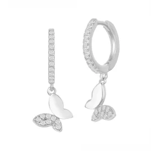 Sparkle Butterfly Drop Huggie Earrings