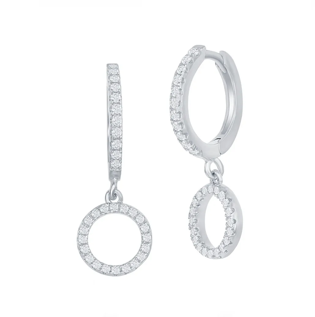 Sparkle Circle Drop Huggie Earrings