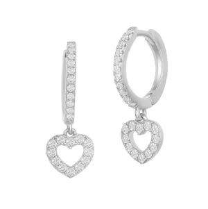 Sparkle Heart Drop Huggie Earrings