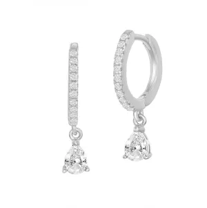 Sparkle Pear Drop Huggie Earrings