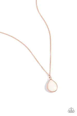 Sparkling Stones - Copper - White Jade Teardrop Stone Paparazzi Short Necklace
