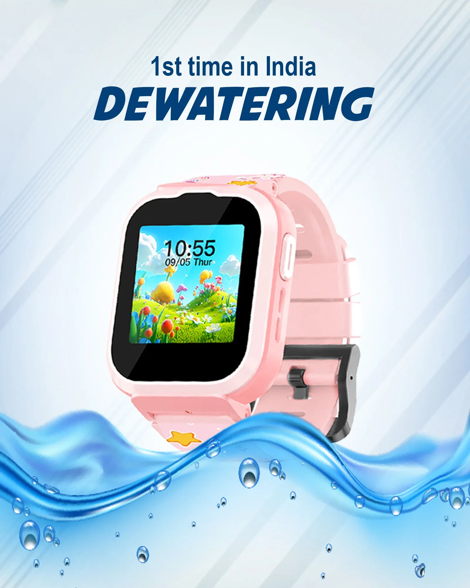 Spiky 4G Cyclops 4g Video & Voice Call, Dewatering Waterproof Kids Smartwatch with Printed strap