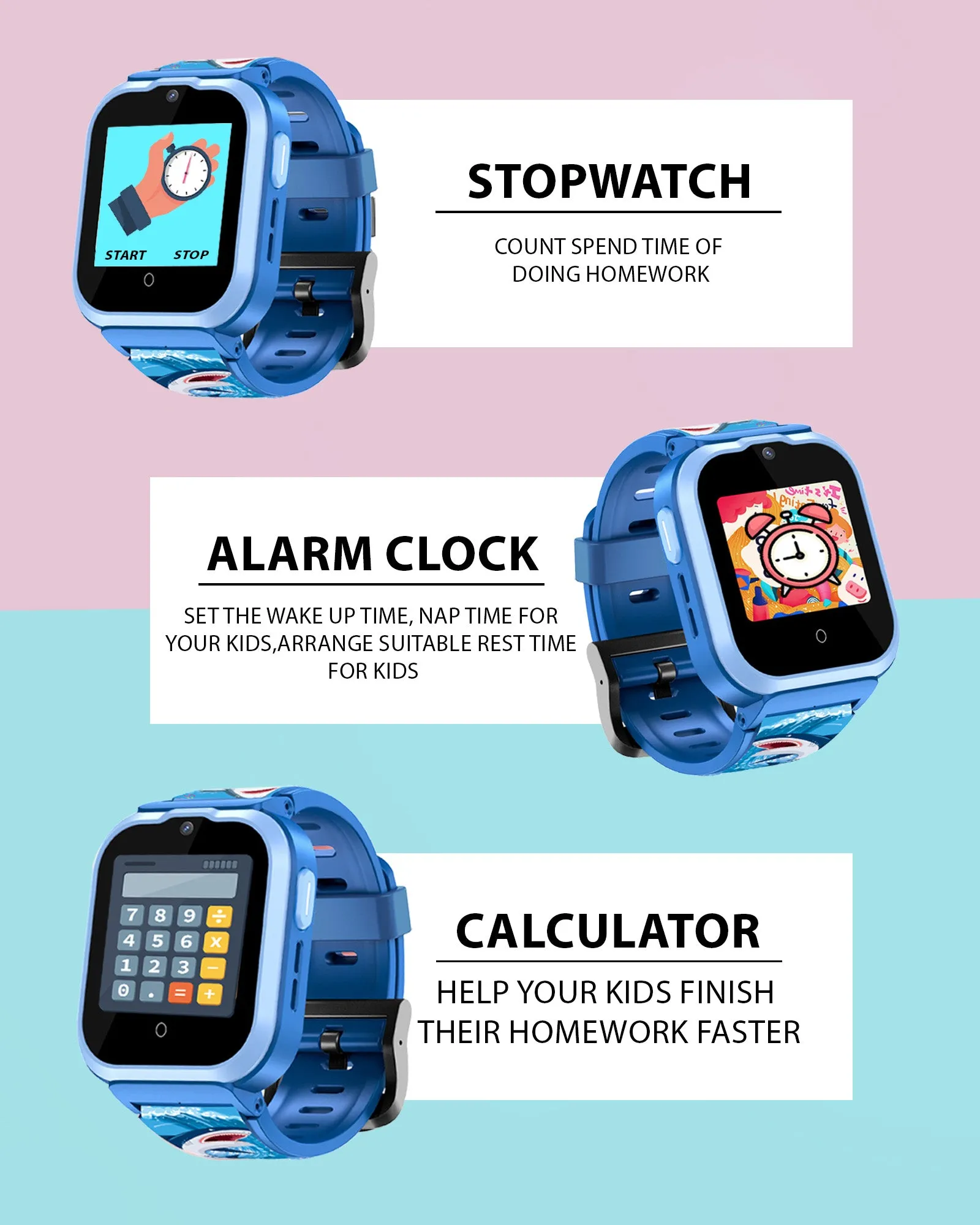 Spiky 4G Cyclops 4g Video & Voice Call, Dewatering Waterproof Kids Smartwatch with Printed strap