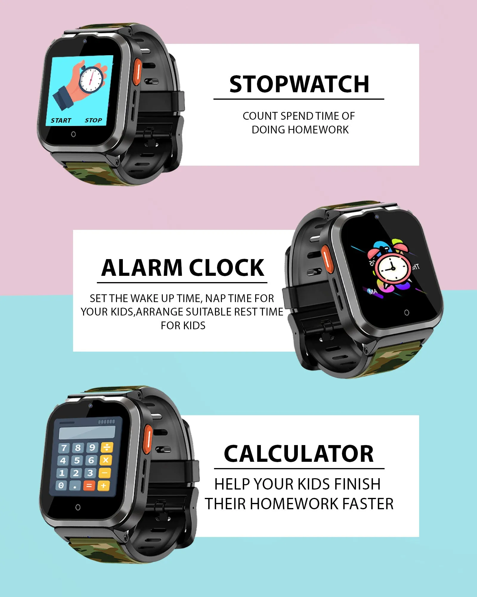 Spiky 4G Cyclops 4g Video & Voice Call, Dewatering Waterproof Kids Smartwatch with Printed strap