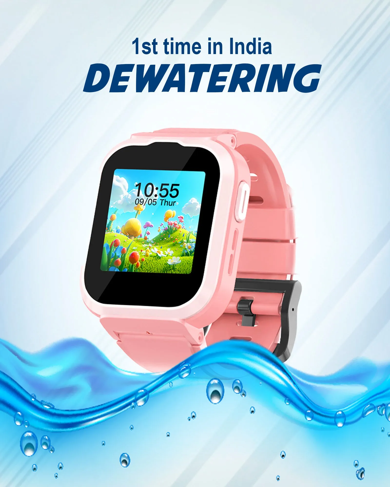 Spiky 4G Cyclops 4g Video & Voice Call, Dewatering Waterproof Kids Smartwatch with Printed strap