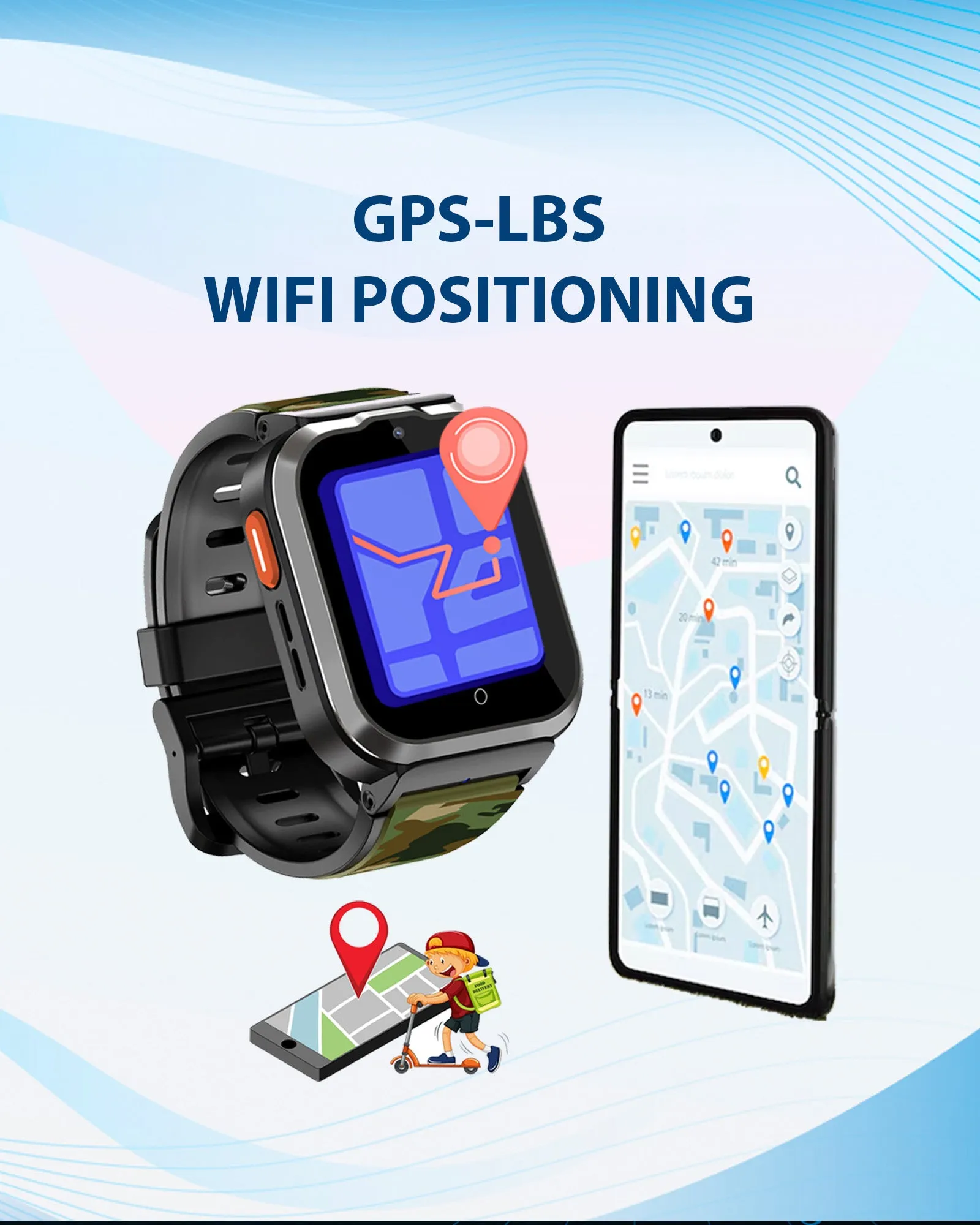 Spiky 4G Cyclops 4g Video & Voice Call, Dewatering Waterproof Kids Smartwatch with Printed strap